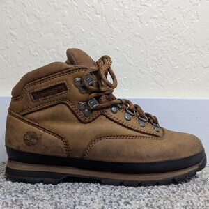 Timberland* Women's Euro Mid Lace Up Leather/Rubber Brown Hiker Boots~ Size 8.5M